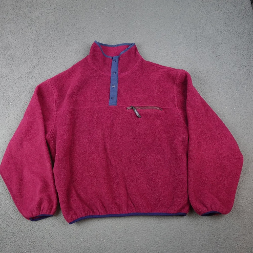 Vintage Early Winters Pullover Mens Large Red Fleece Snap 80s 90s